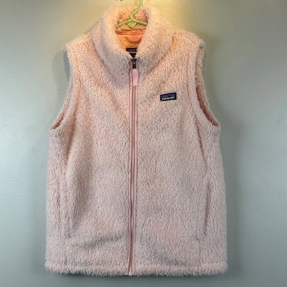 Patagonia Girls Los Gatos Fleece Vest Pink Full Zip XL 14 65490